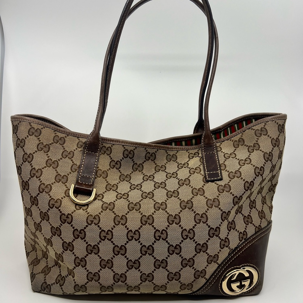 Authentic Gucci GG canvas Britt tote
